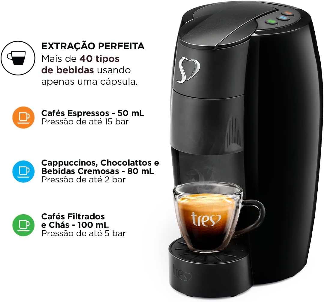Cafeteira Espresso e Multibebida 3 Corações LOV