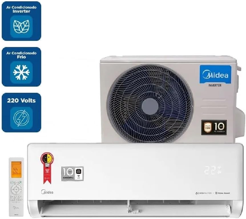 Ar Condicionado 9000 Btus Split Hi Wall Inverter Midea Frio Ai Ecomaster