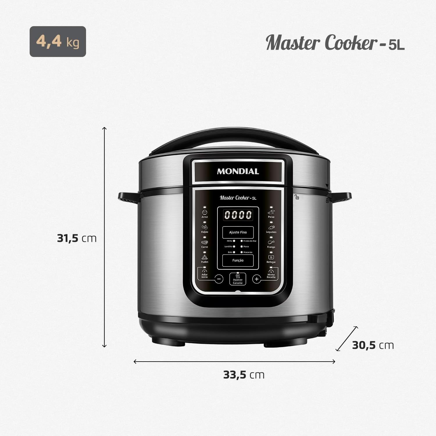 Panela de Pressão Elétrica Digital Mondial Master Cooker 5L