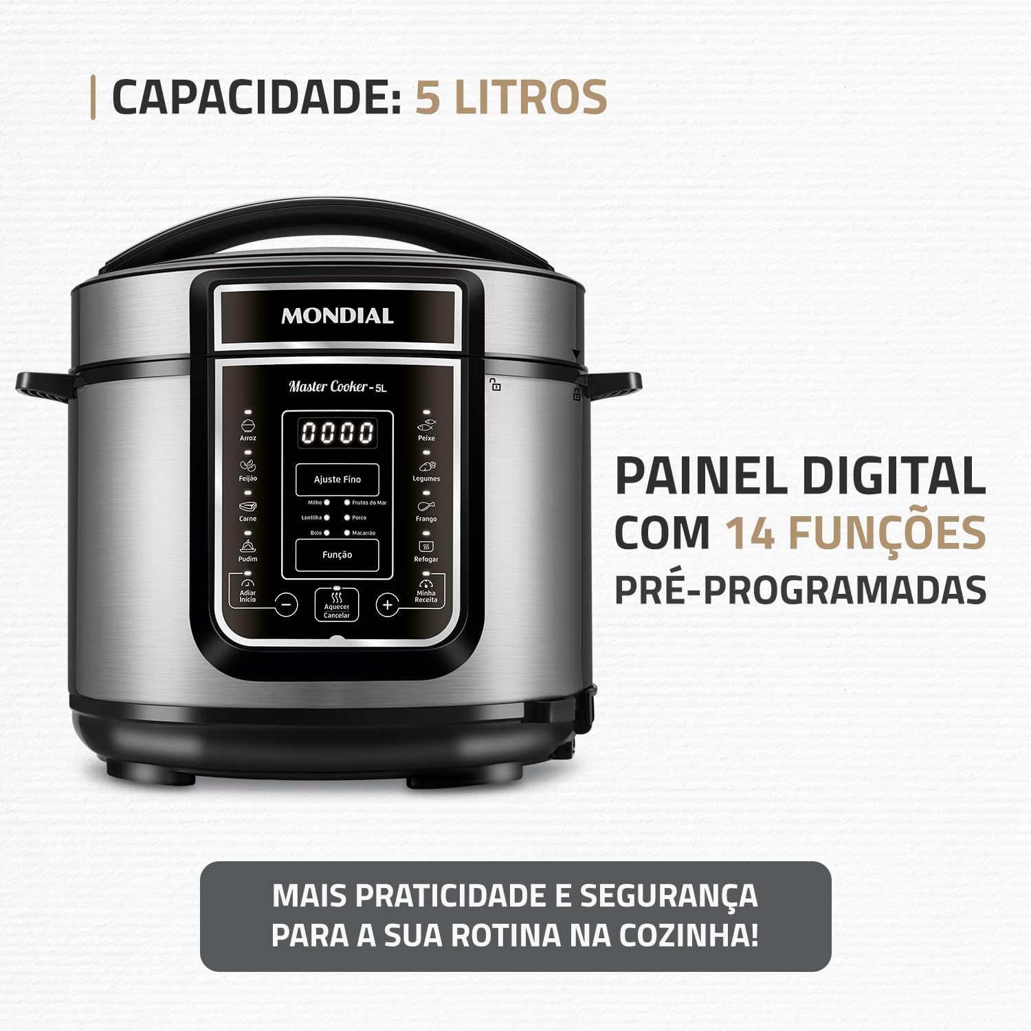 Panela de Pressão Elétrica Digital Mondial Master Cooker 5L