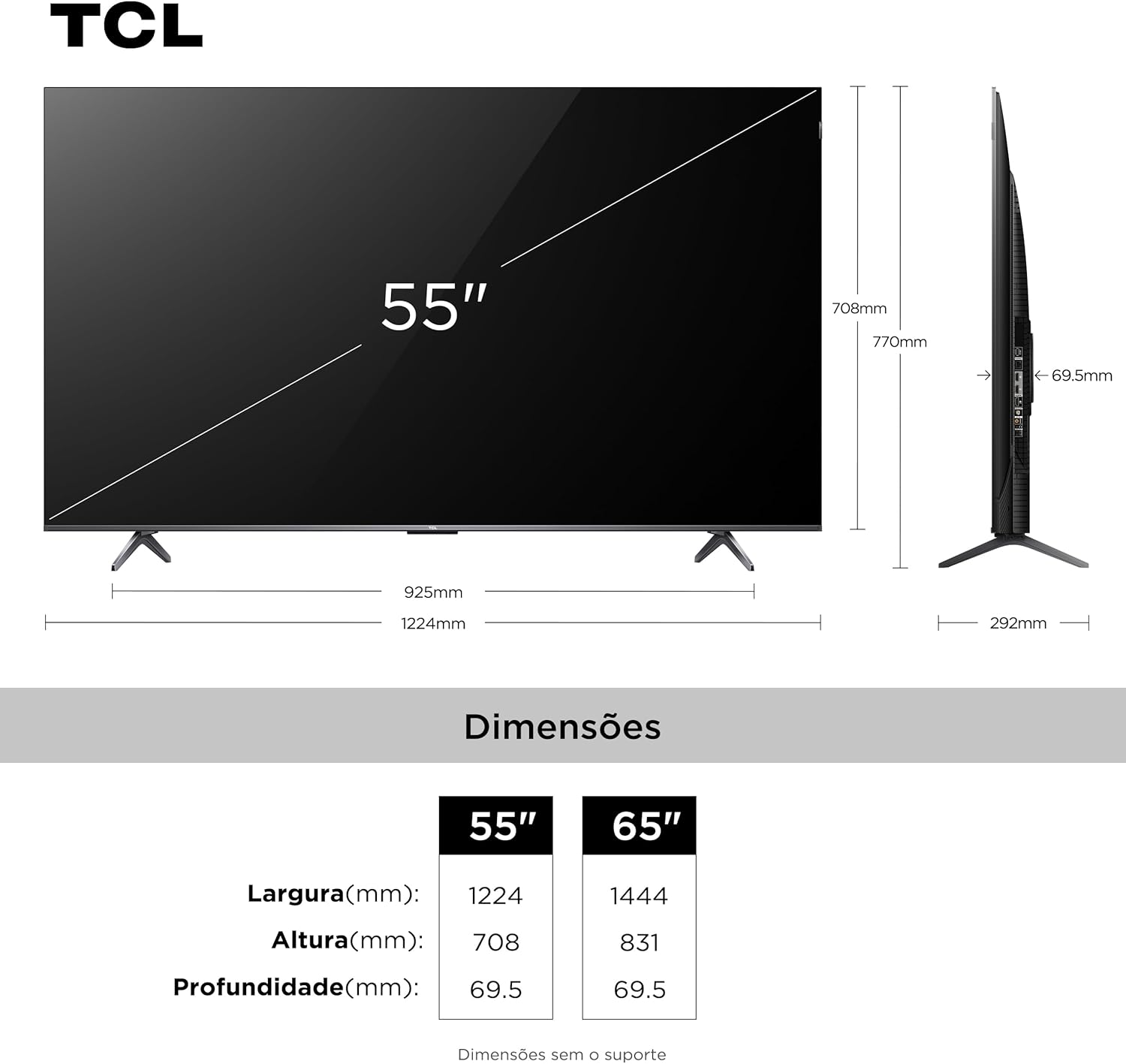 TCL QLED Smart TV, 55”, 55P8K
